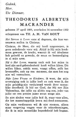 Theo A.V.M. Macrander 1937-1962